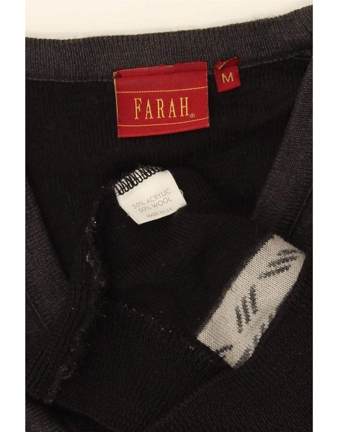 Męski sweter Farah z dekoltem w kształcie litery V, akryl w kolorze średniej czerni