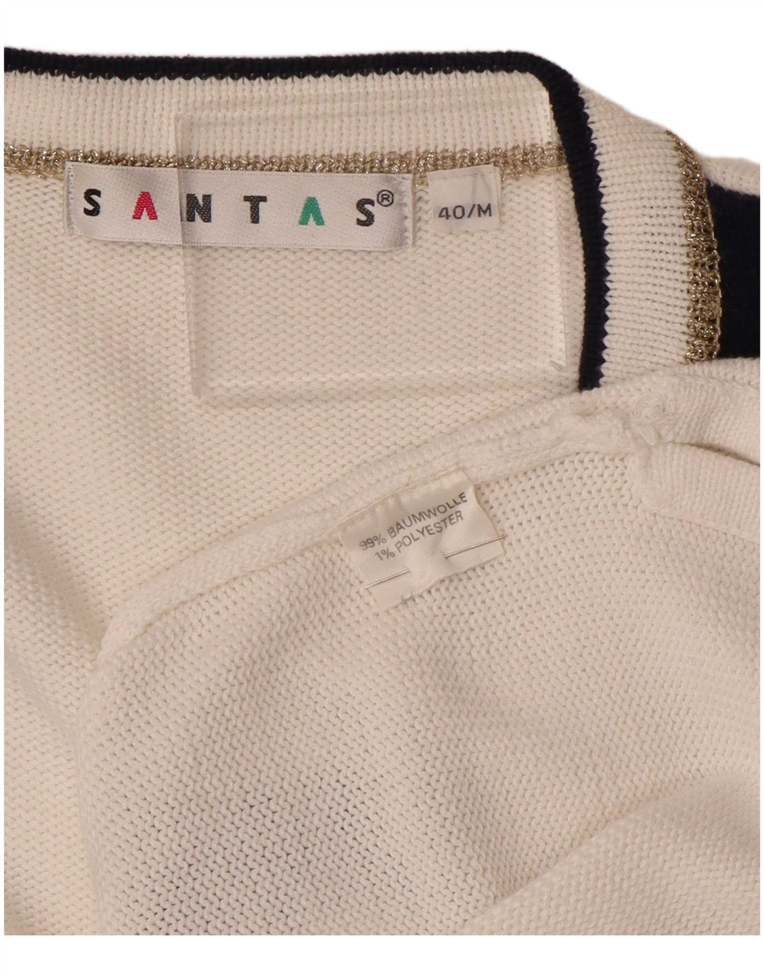 Damski sweter oversize o przedłużonym kroju VINTAGE UK 14 Średni biały