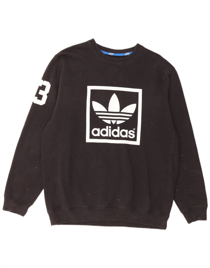 Adidas Męska bluza z grafiką, duża, czarna, bawełniana