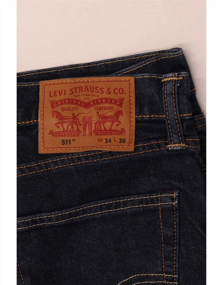Męskie jeansy Levi's 511 Slim W34 L30 Granatowa bawełna