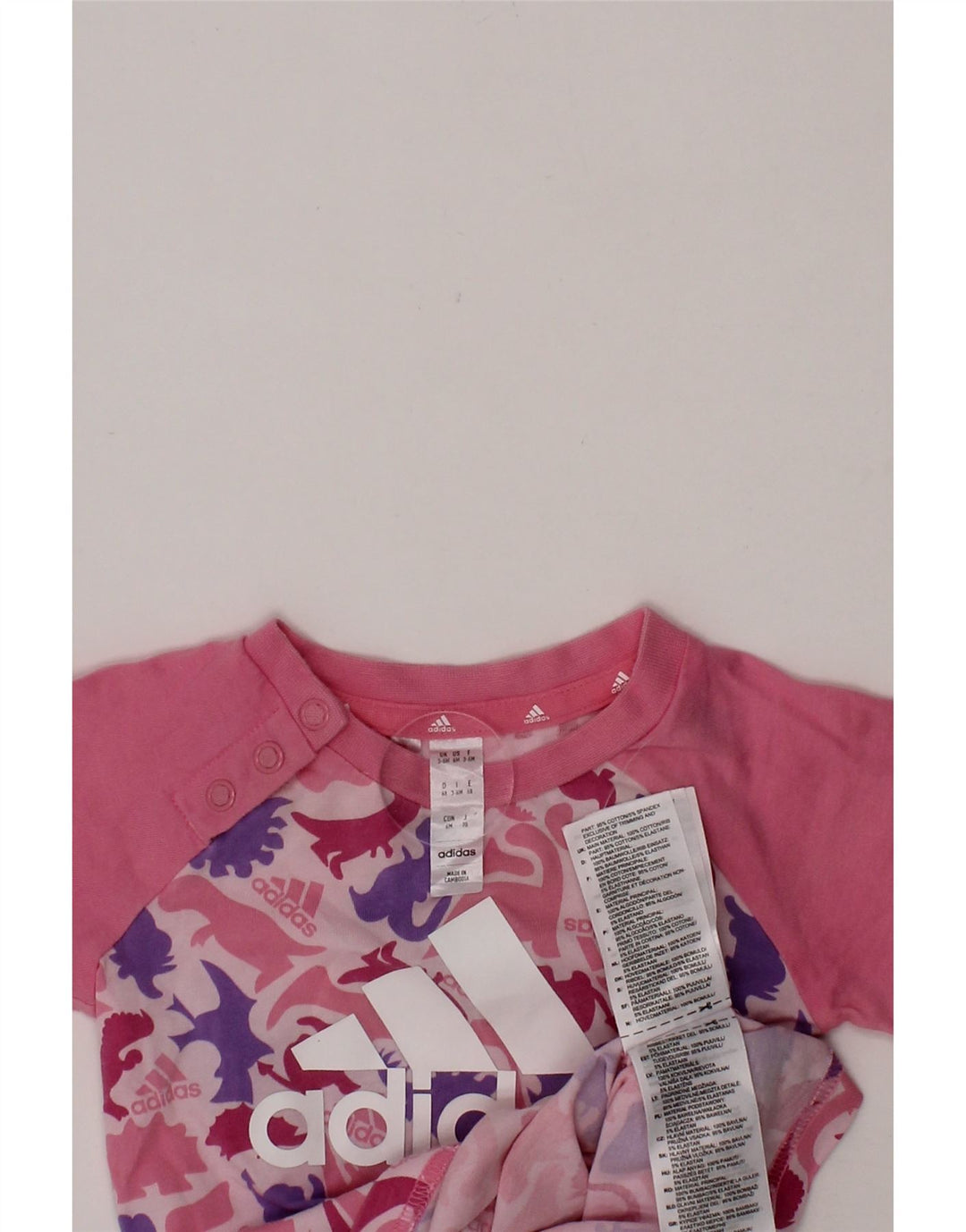 ADIDAS Baby Girls Graphic T-Shirt Top 3-6 Months Pink Cotton Vintage Adidas and Second-Hand Adidas from Messina Hembry 