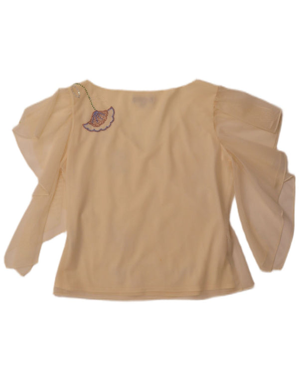 Damska bluzka COAST o krótkim kroju, prześwitująca, UK 16, duży, żółty poliester