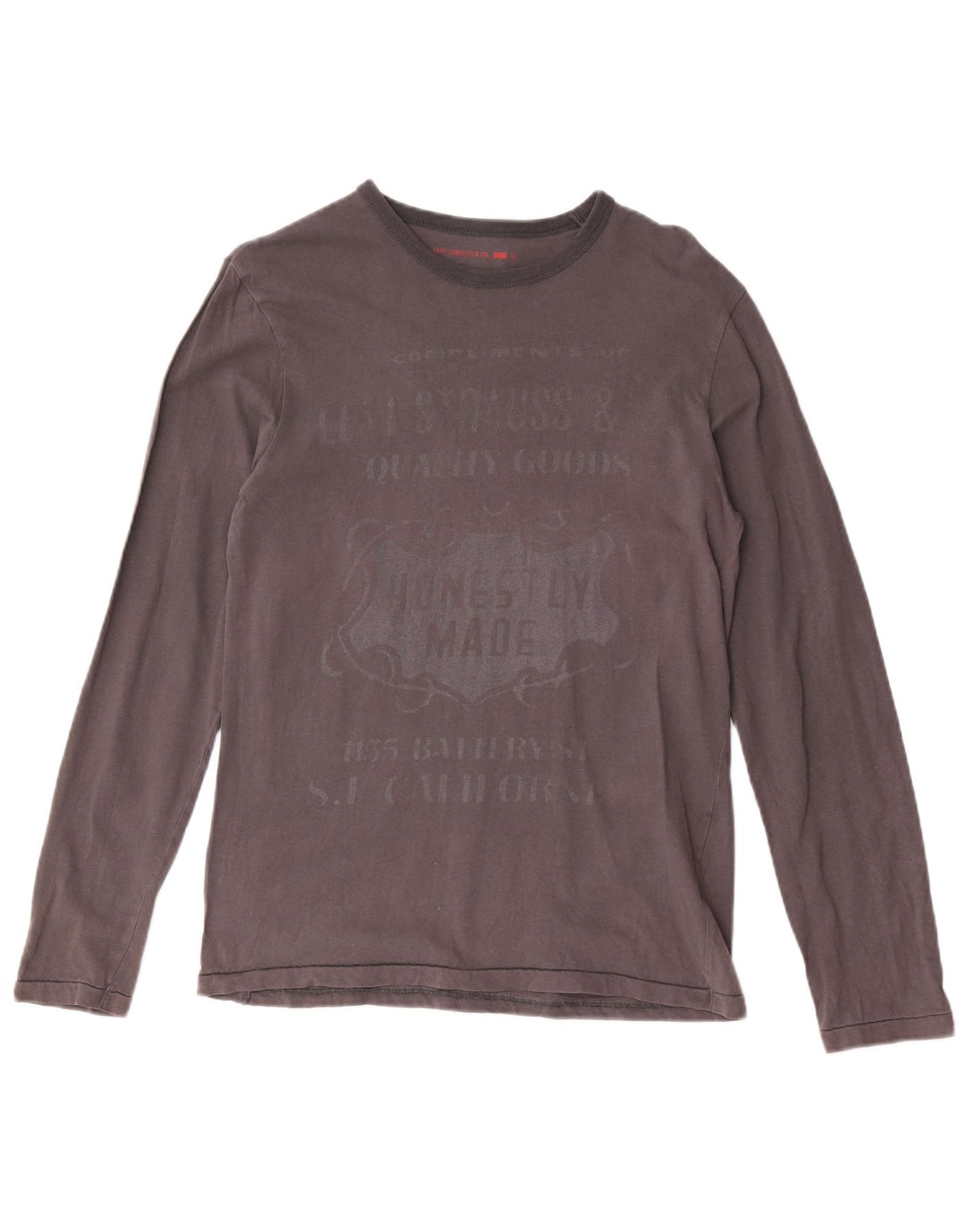 Męski graficzny top Levi's z długim rękawem, mały, szary, bawełniany