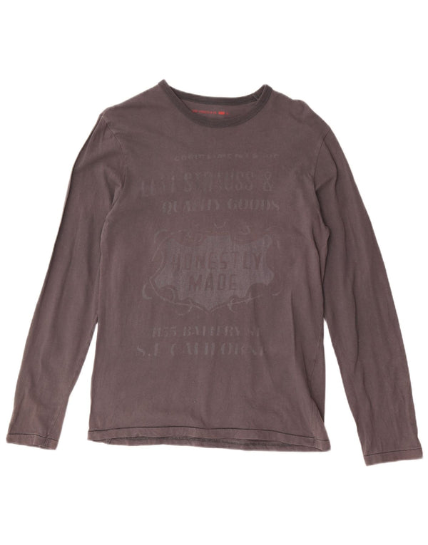 Męski graficzny top Levi's z długim rękawem, mały, szary, bawełniany