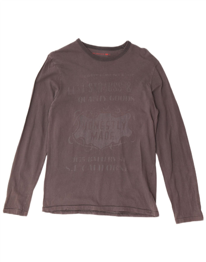 Męski graficzny top Levi's z długim rękawem, mały, szary, bawełniany