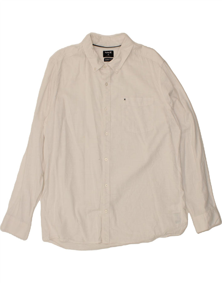 HURLEY Mens Classic Fit Shirt XL White Vintage Hurley and Second-Hand Hurley from Messina Hembry 