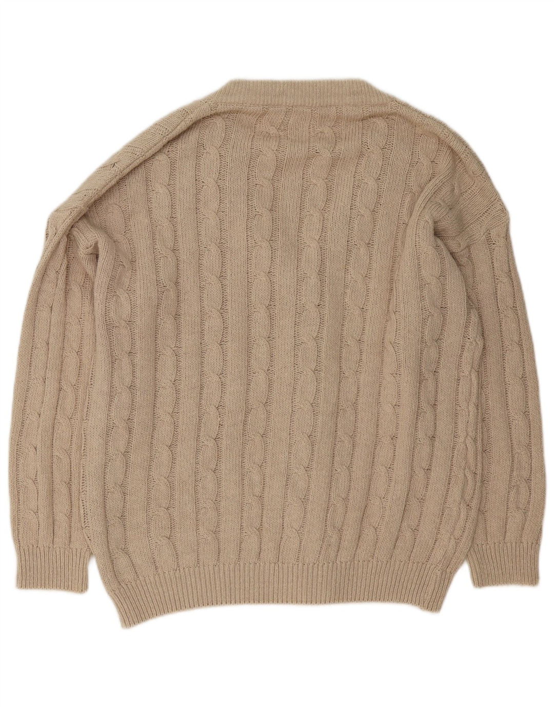 Męski sweter rozpinany VINTAGE, duży, beżowy, bawełniany