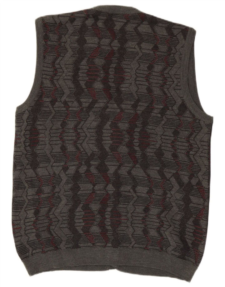 Męski sweter bez rękawów Montecatini XL, szara, geometryczna wełna