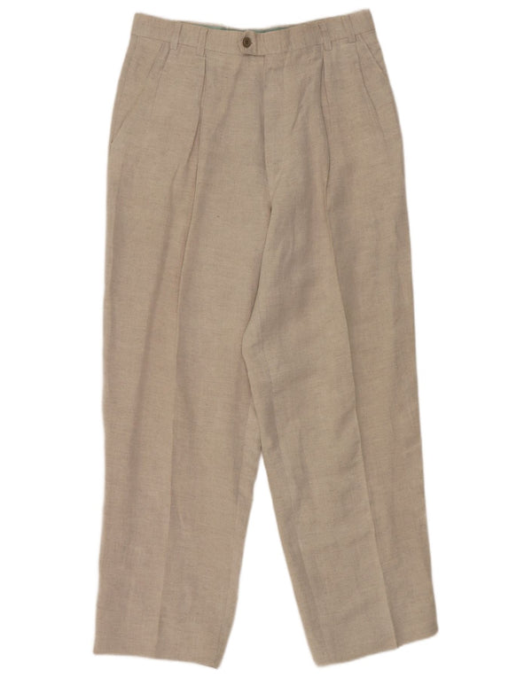 Męskie spodnie garniturowe Bocodo IT 48 Medium W30 L29 Beżowe lniane