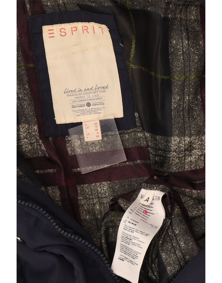 Damski płaszcz z kapturem Esprit UK 10, mały, granatowy, poliamid