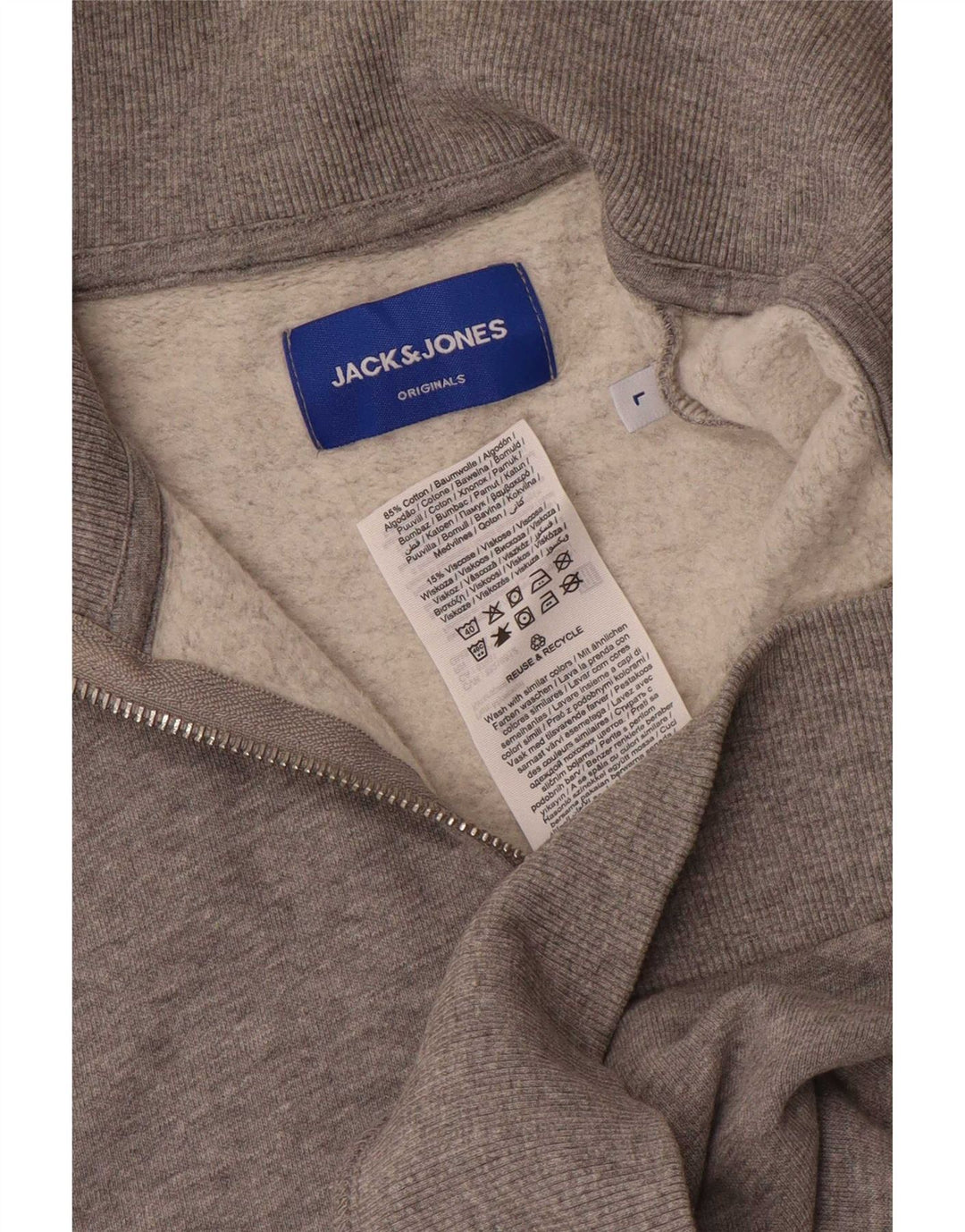 Męski sweter Jack & Jones z grafiką i zamkiem błyskawicznym, duży, szary, nakrapiany