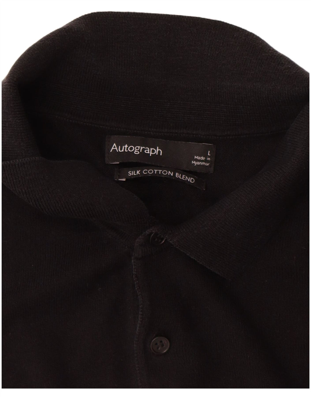 Marks & Spencer Męski sweter polo z autografem, duży, czarny