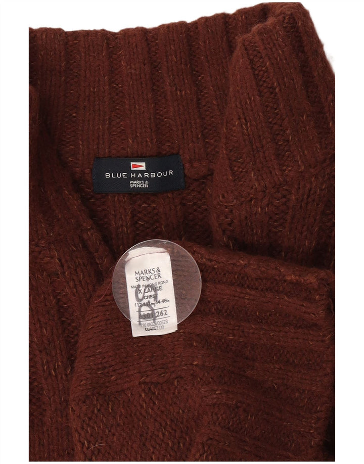 Marks & Spencer Męski sweter z zamkiem błyskawicznym XL, brązowy, akrylowy