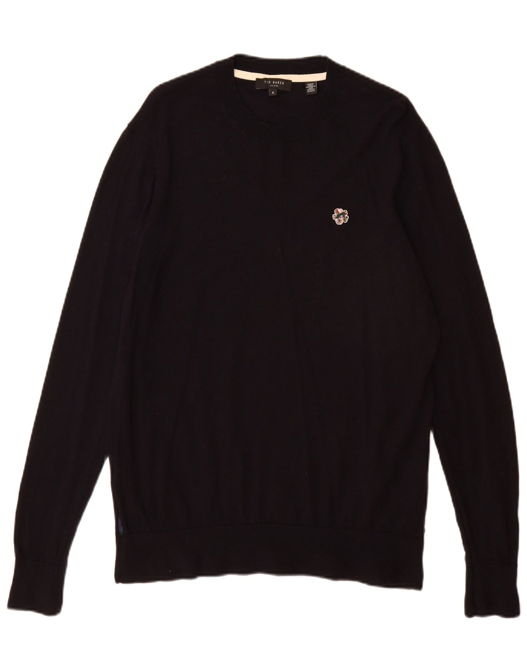 Damski sweter Ted Baker z okrągłym dekoltem, rozmiar 5 XL, granatowo-wełniany