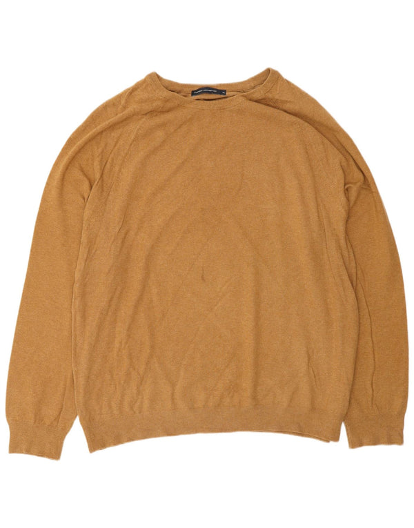 Męski sweter z dekoltem w łódkę French Connection XL, beżowy, bawełniany