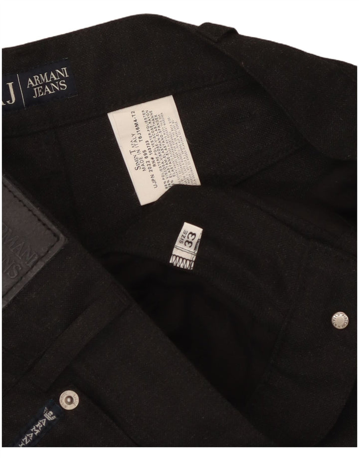 Męskie proste spodnie na co dzień Armani W33 L29 Czarny poliester