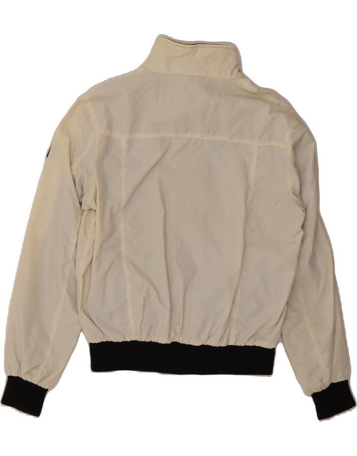 REFRIGIWEAR Womens Bomber Jacket UK 14 Medium Off White Colourblock Nylon Vintage Refrigiwear and Second-Hand Refrigiwear from Messina Hembry 