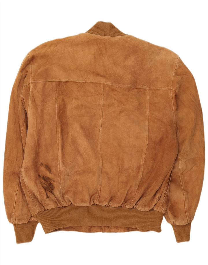 Vintage męska zamszowa kurtka bomber IT 54 2XL brązowa skóra