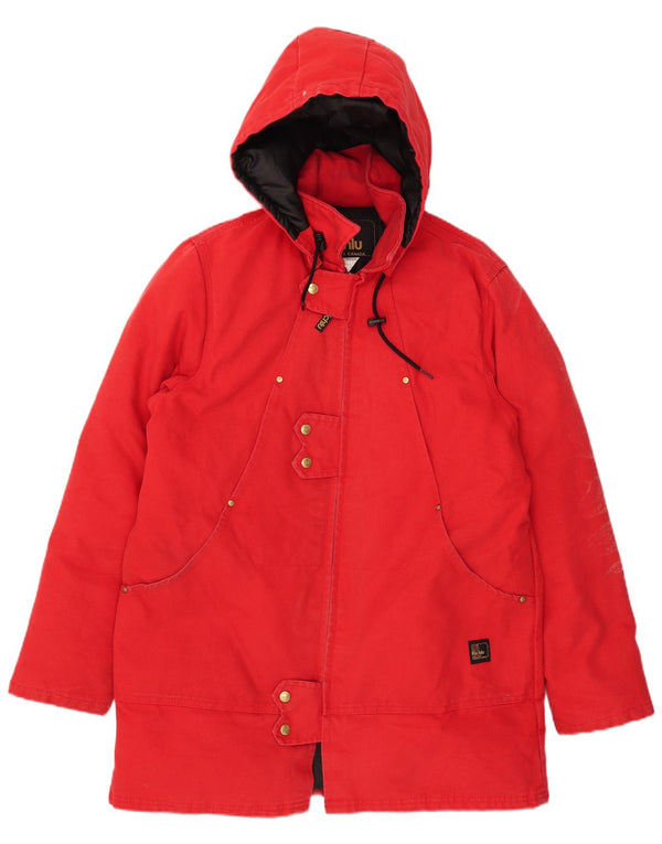 Męski ocieplany płaszcz z kapturem Richlu UK 40, duży, czerwony, bawełniany