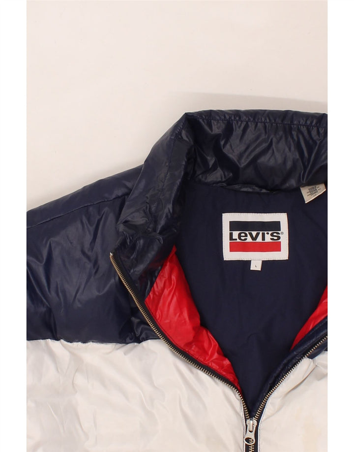 LEVI'S Womens Crop Padded Jacket UK 16 Large Multicoloured Colourblock Vintage Levi's and Second-Hand Levi's from Messina Hembry 
