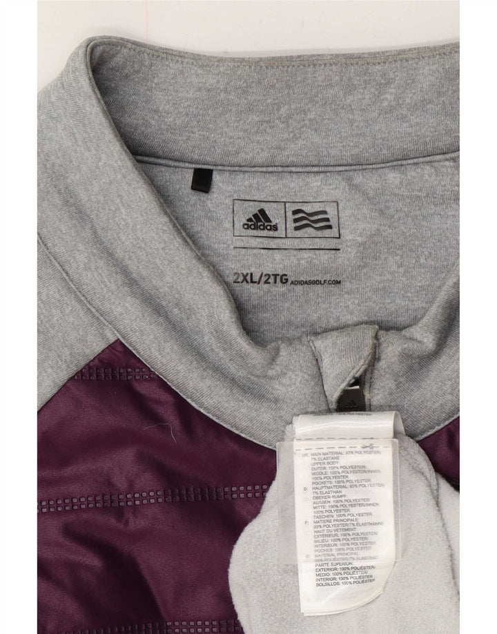 Adidas Męski dres z zamkiem błyskawicznym Top 2XL Szary poliester z blokami kolorów