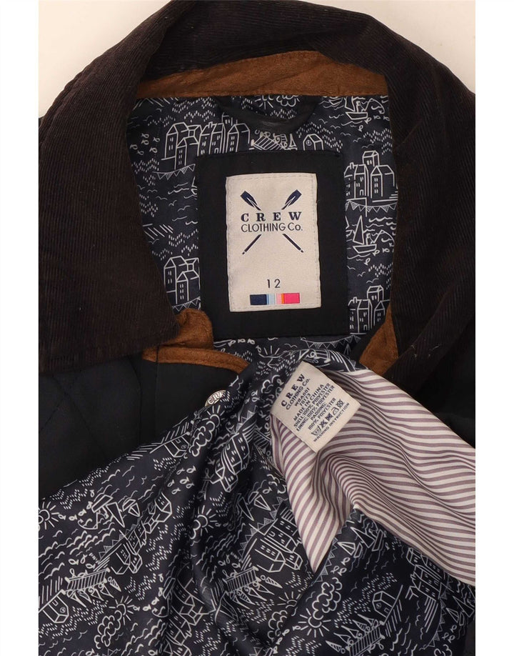 Crew Clothing Damska pikowana kurtka UK 12 Medium Granatowy Poliester