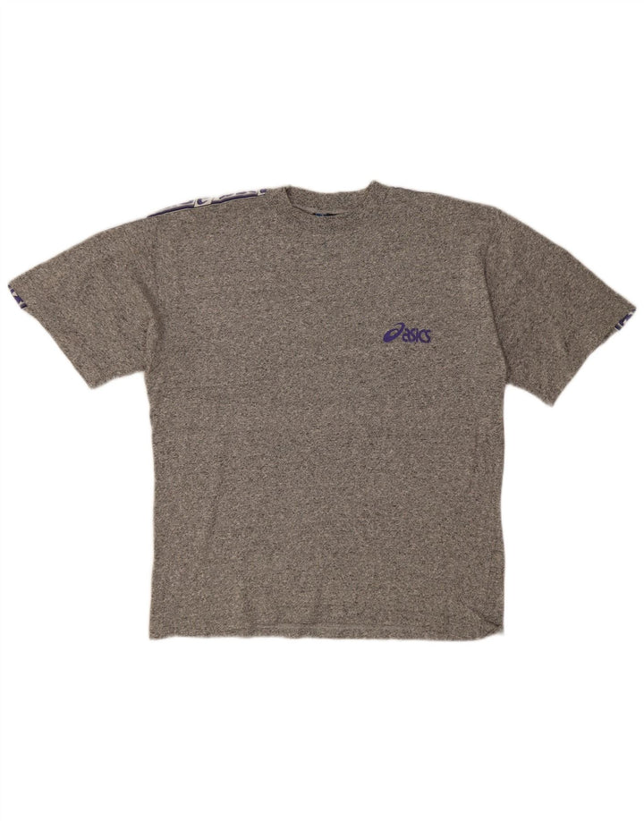 Męska koszulka z grafiką Asics, duża, szara, nakrapiana bawełna