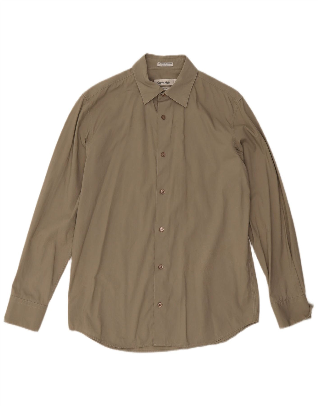 Męska koszula o nowoczesnym kroju Calvin Klein, mała, bawełniana khaki