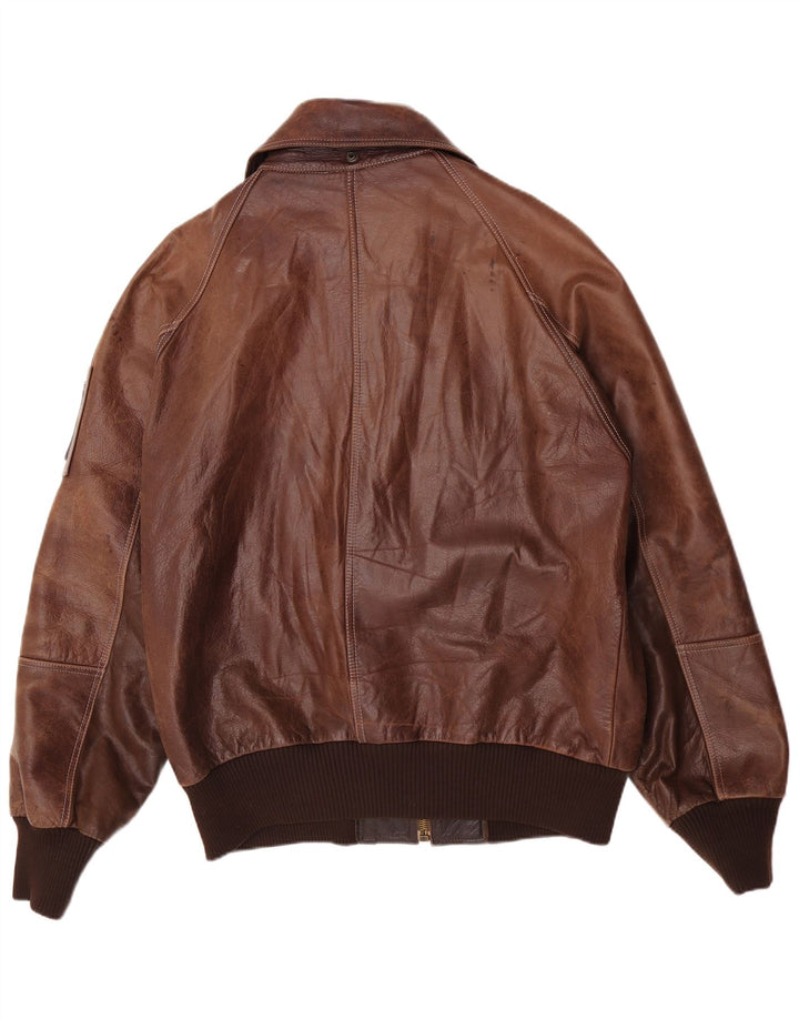 Męska skórzana kurtka bomber w stylu vintage IT 52 2XL brązowa