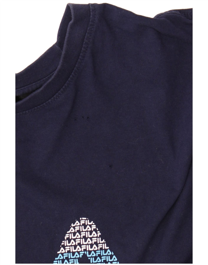 Męski T-shirt Fila z grafiką, duży, granatowy, bawełniany