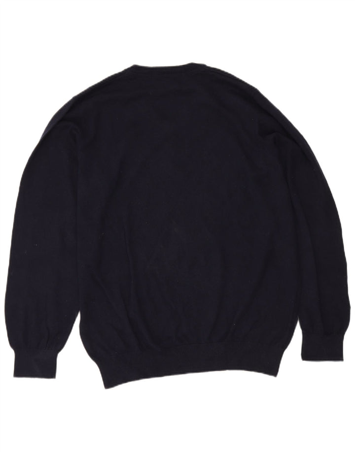 L.L.Bean Męski sweter z dekoltem w kształcie litery V, duży, granatowy, bawełniany