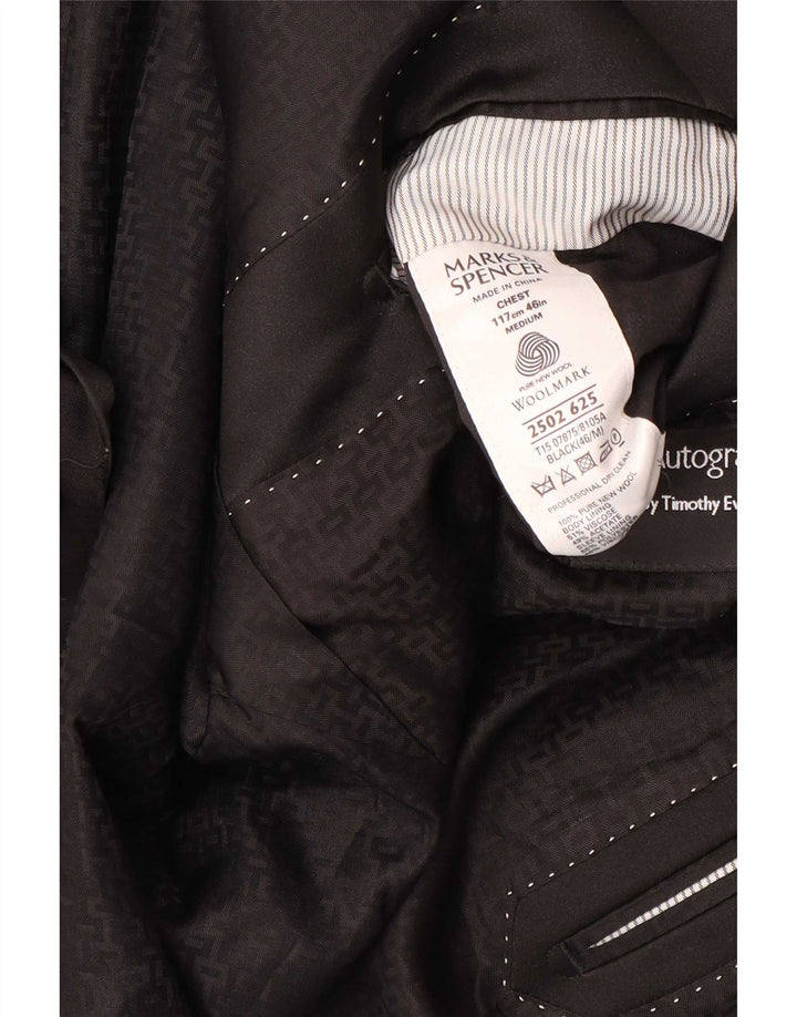 Marks & Spencer Męska marynarka zapinana na 1 guzik UK 46 XL Czarna nowa wełna