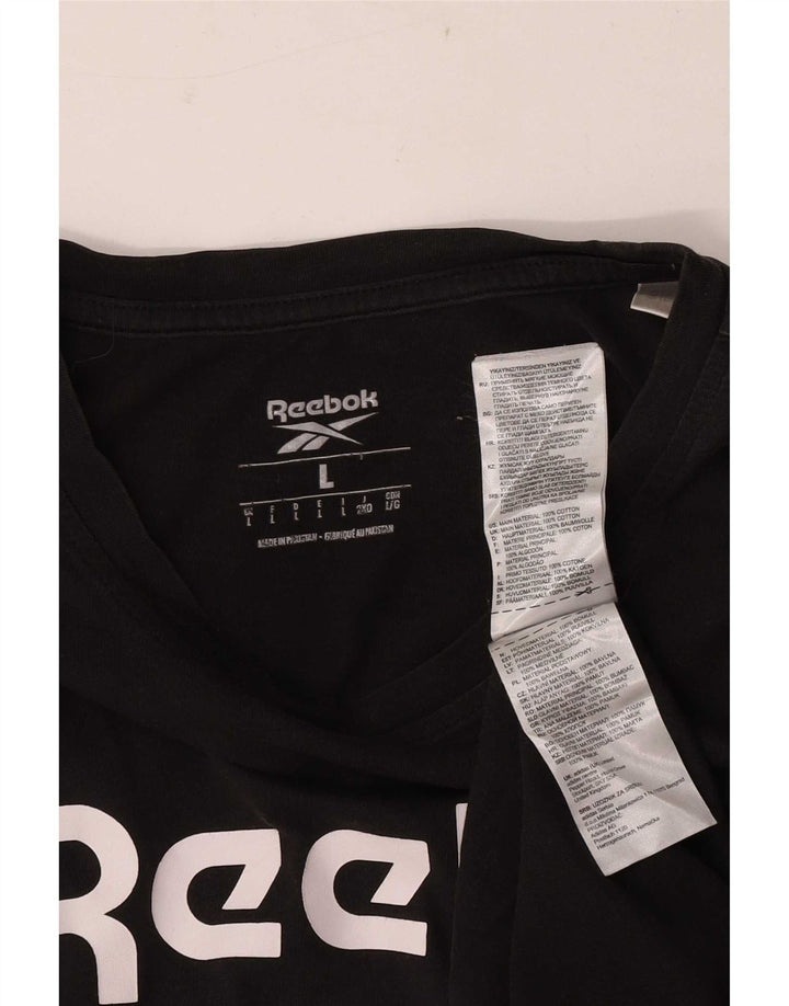 Męska koszulka Reebok z grafiką, duża, czarna, bawełniana