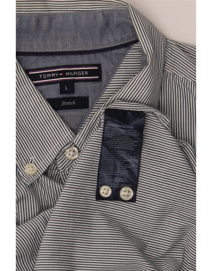 Koszula męska TOMMY HILFIGER, duża, niebieska, bawełniana w prążki