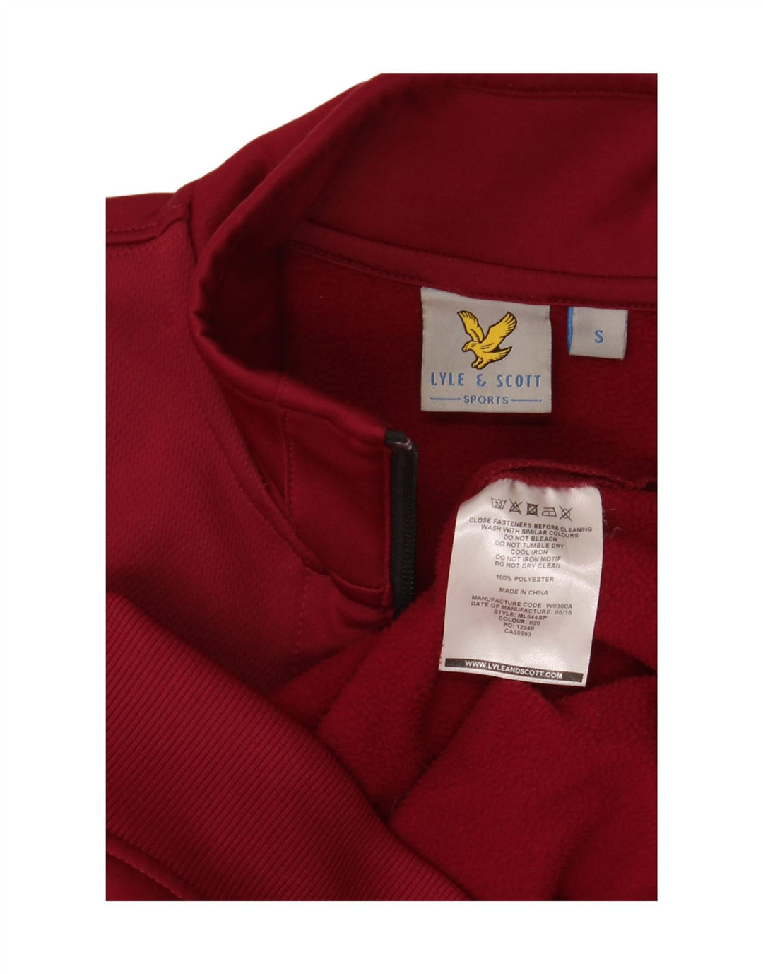 Męska kurtka dresowa Lyle & Scott, mała, bordowa, poliester