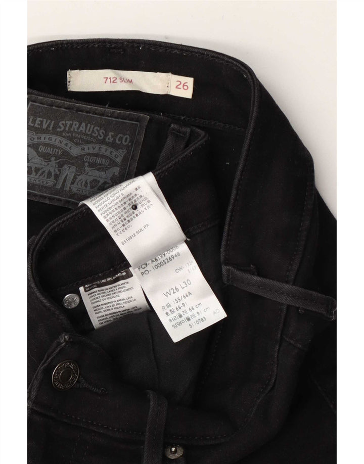 Damskie jeansy Levi's 712 Slim W26 L30 Czarna bawełna