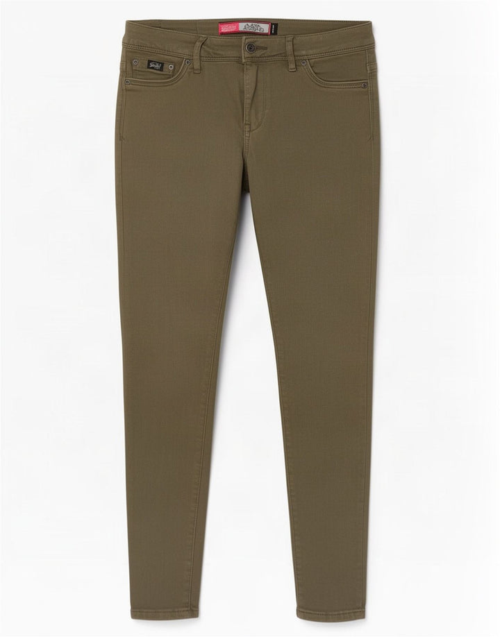 Damskie jeansy Superdry Alexia Jegging W30 L32, bawełna khaki