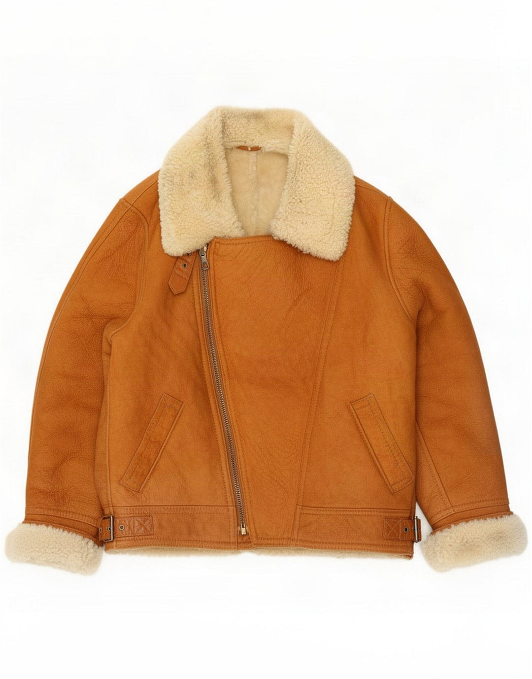 Męska kurtka shearling vintage IT 52 XL beżowa