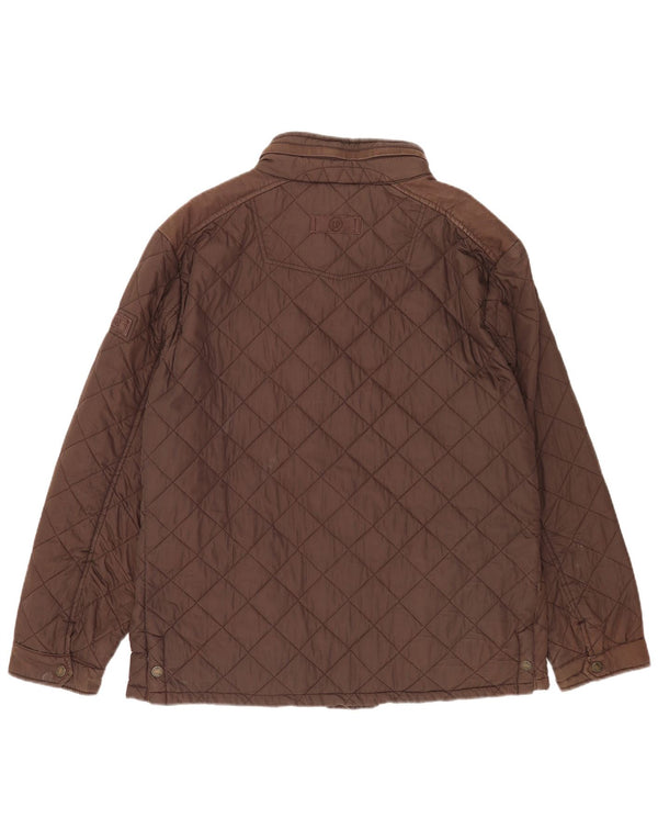 Męska pikowana kurtka z kapturem Fat Face UK 42 XL, brązowa, bawełniana