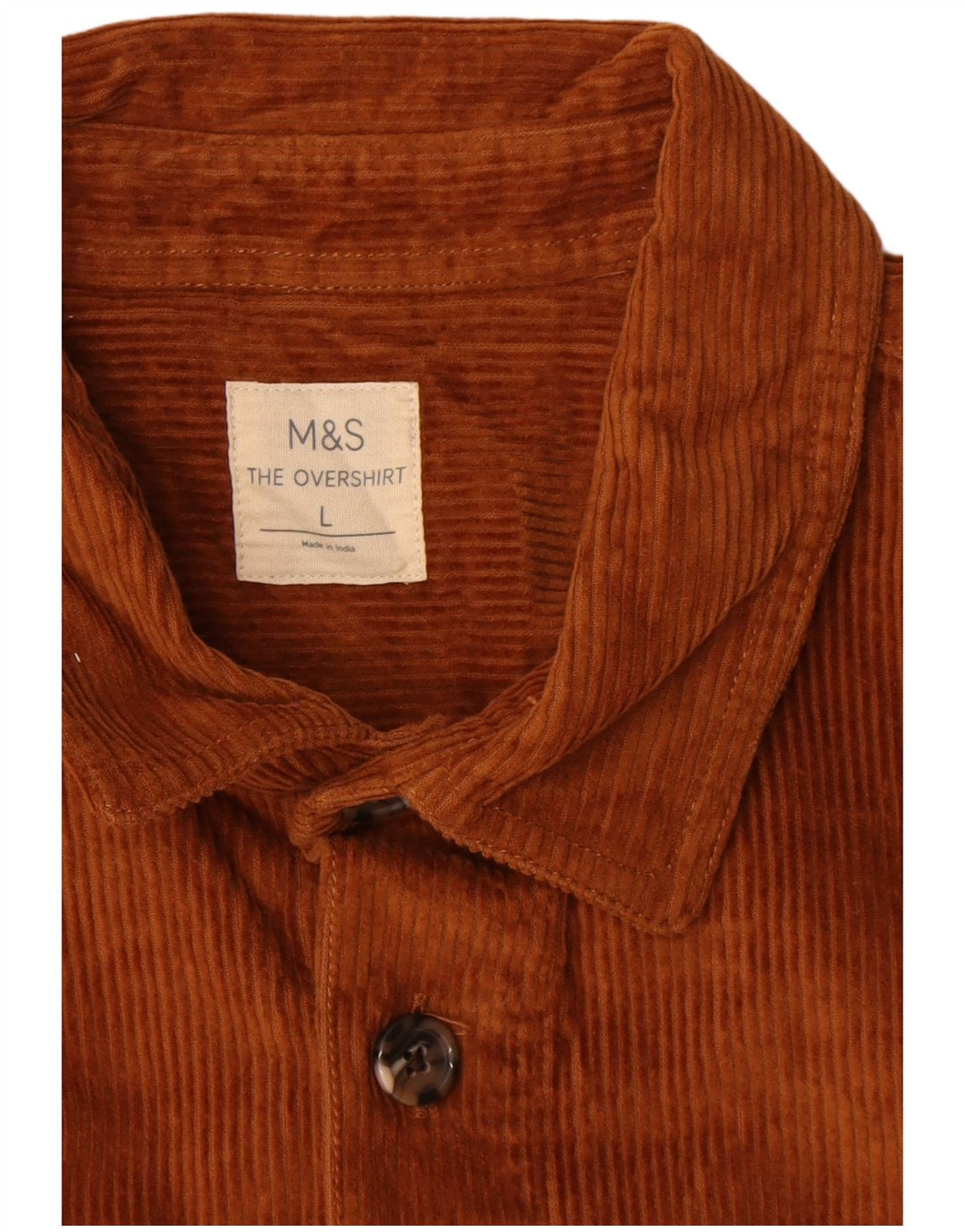 Marks & Spencer Męska koszula wierzchnia sztruksowa, duża, brązowa, bawełniana