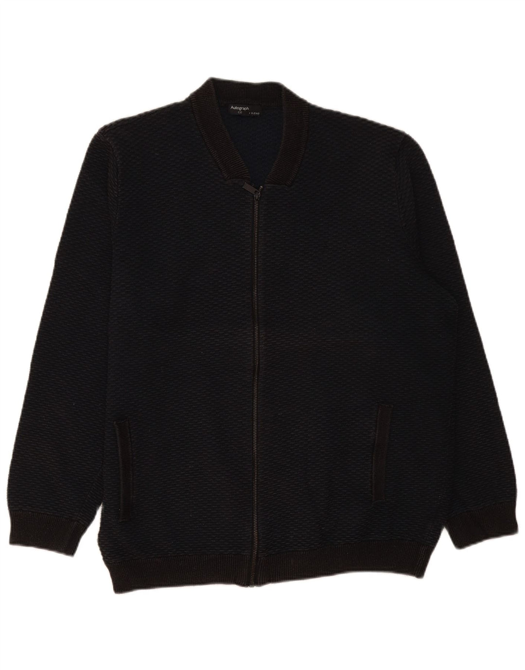 Marks & Spencer Męski sweter rozpinany na zamek, 2XL, czarny, bawełniany