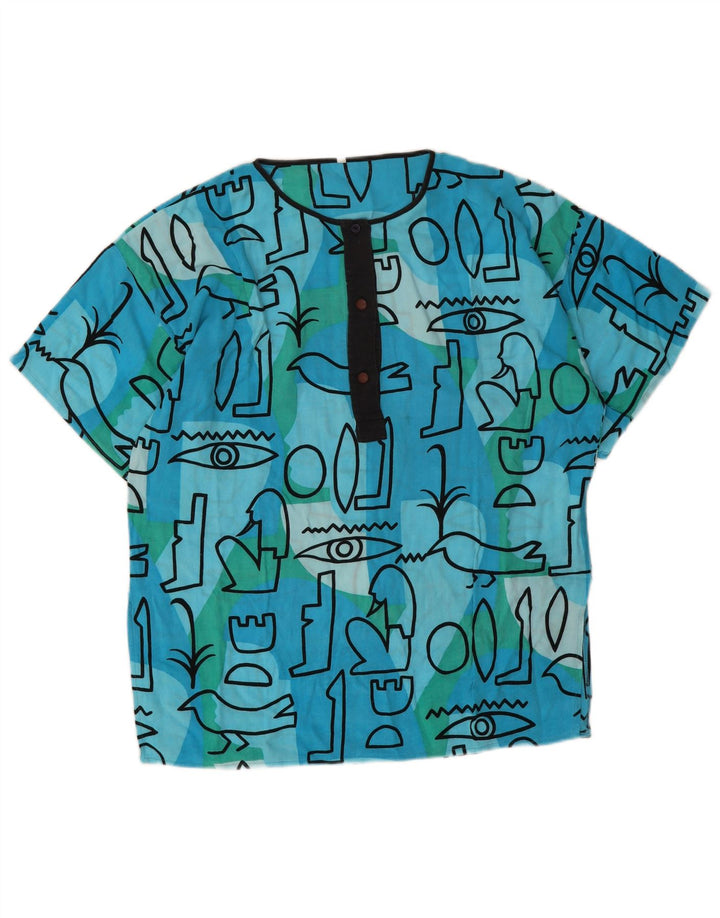 Bluzka damska Vintage Top EU 44 XL Niebieski geometryczny