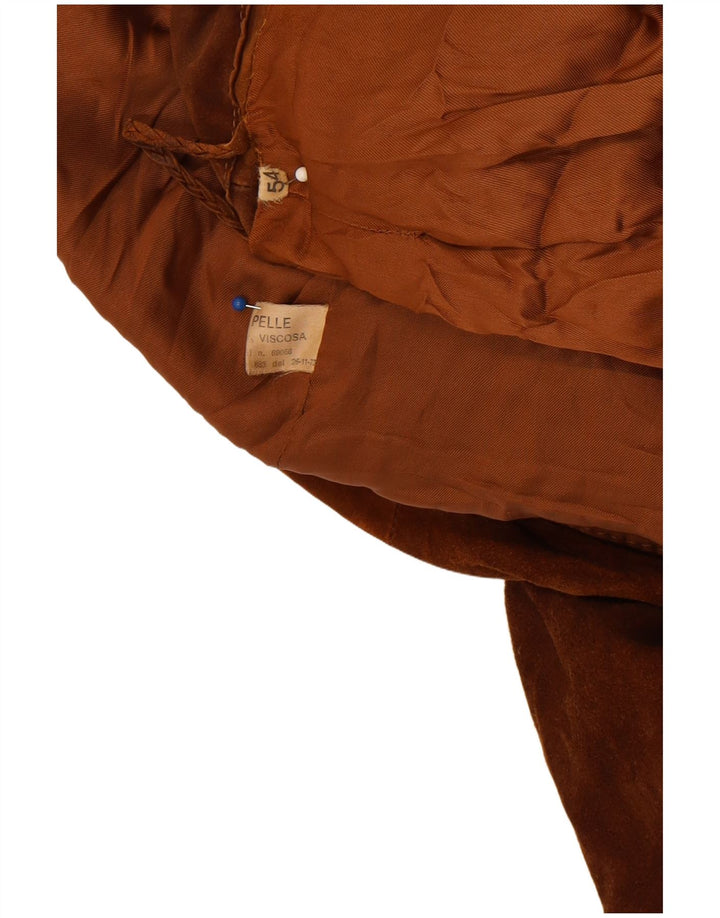 Vintage męska zamszowa kurtka IT 54 2XL brązowa skóra