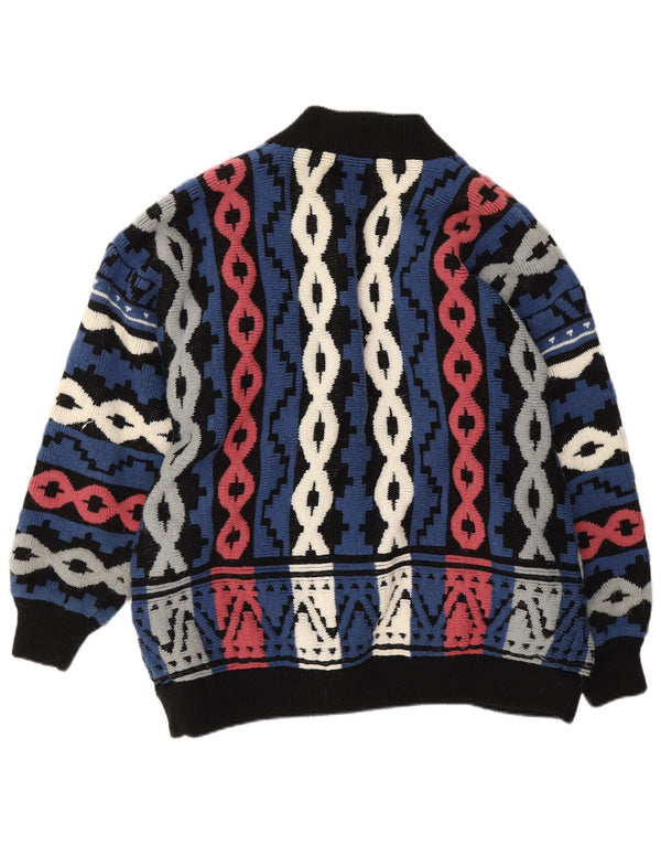 Vintage damski sweter rozpinany EU 44/46 XL wielokolorowy geometryczny