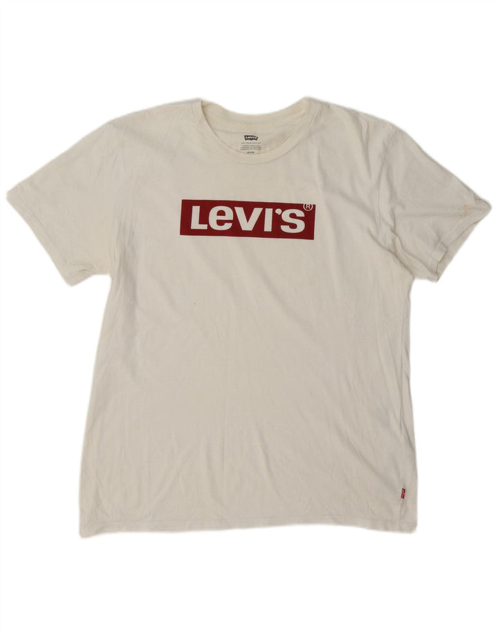 Męska koszulka z grafiką Levi's Top, średnia, biała bawełna