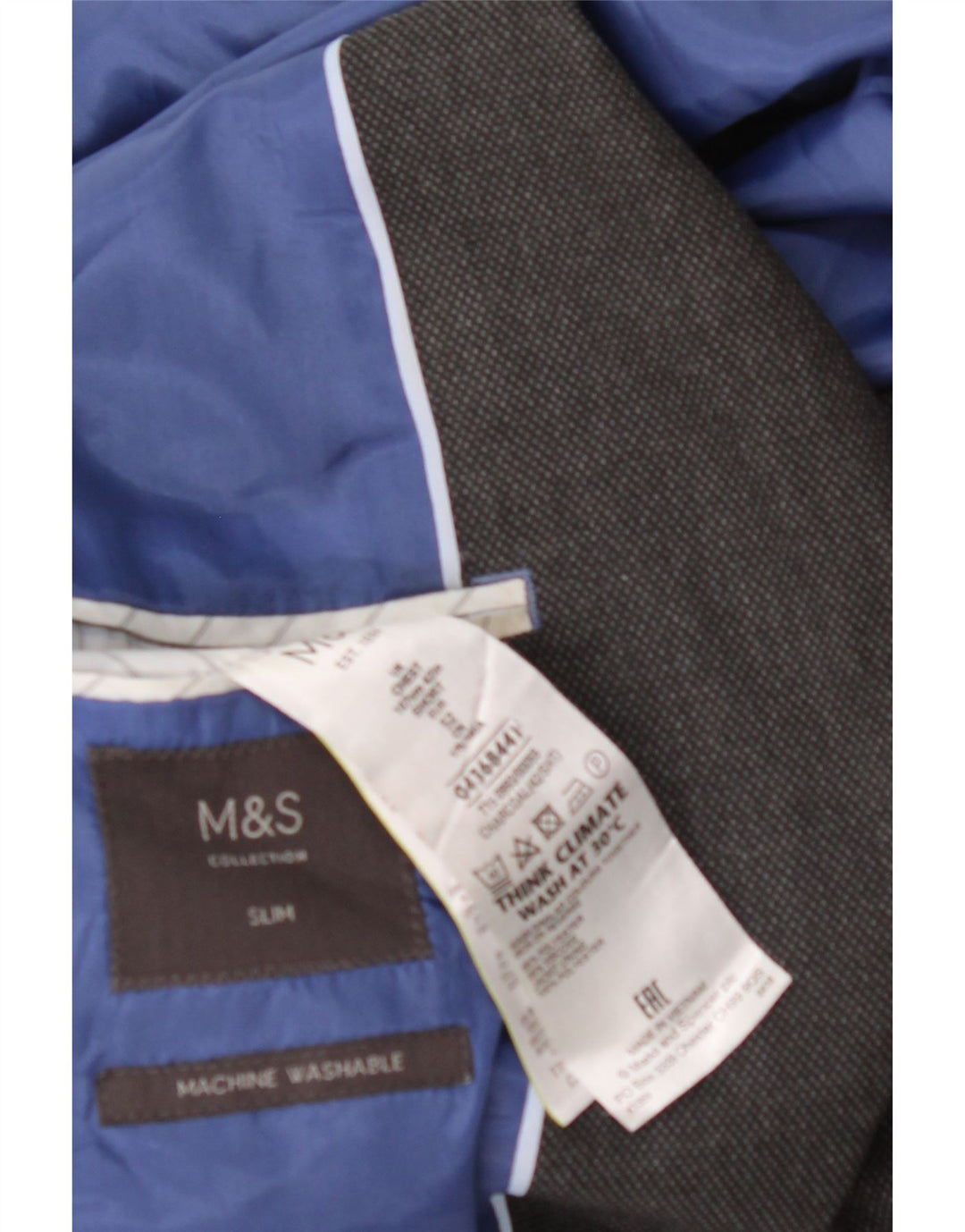 MARKS & SPENCER Mens Slim Fit 2 Button Blazer Jacket IT 52 XL Grey