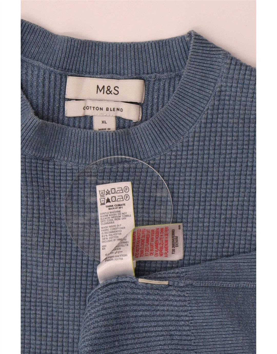 Marks & Spencer Męski sweter z okrągłym dekoltem XL, niebieski, poliester