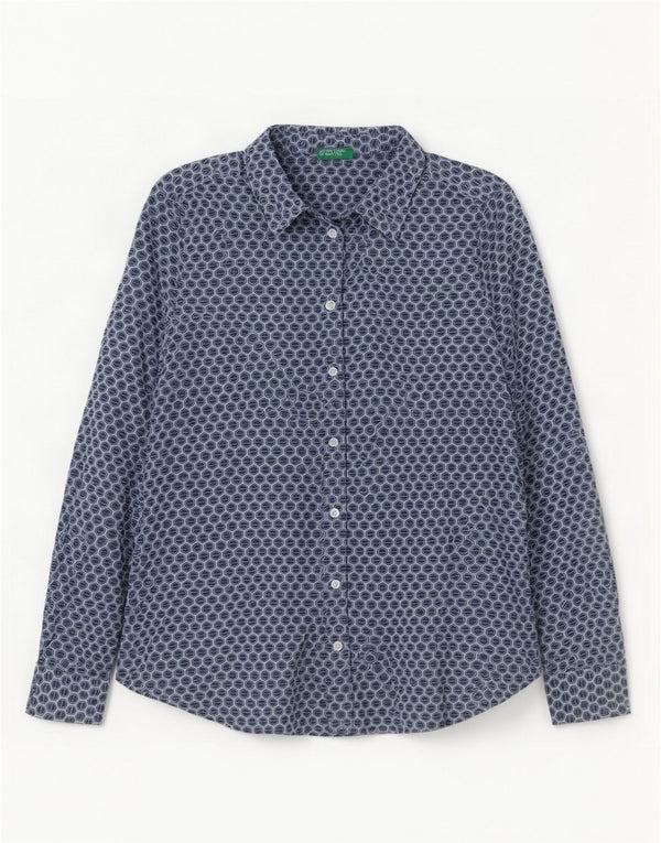 Koszula damska Benetton UK 6 XS Niebieska, geometryczna bawełna