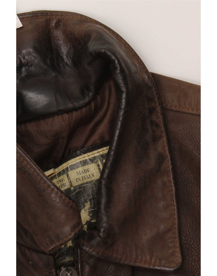 Vintage męska kurtka skórzana UK 36 Small Brown