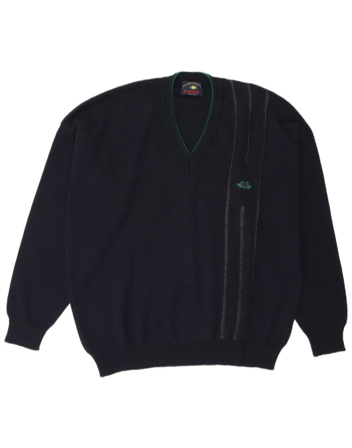 Il Granchio Męski sweter z dekoltem w kształcie litery V XL, granatowy, wełniany